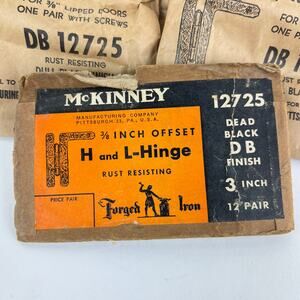 McKinney Forged Iron Cabinet Door H and L Hinges 11 Sets Black USA DB12725